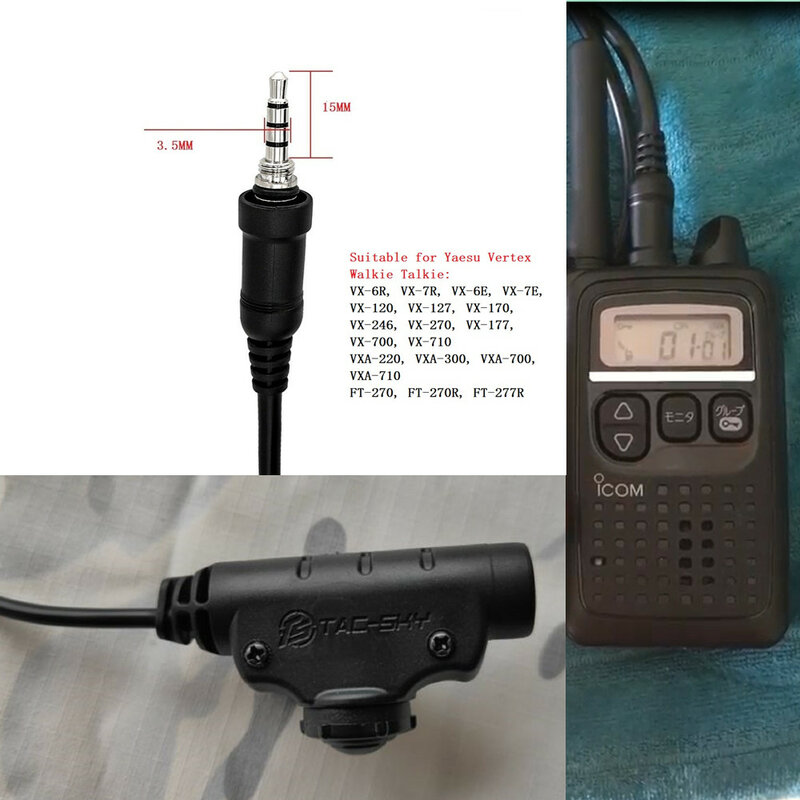Ts TAC-SKY u94 v2 ptt adaptador yaesu vertex walkie talkie fone de ouvido tático militar adaptador plug VX-6R VX-7R vx6r vx7r ft-270