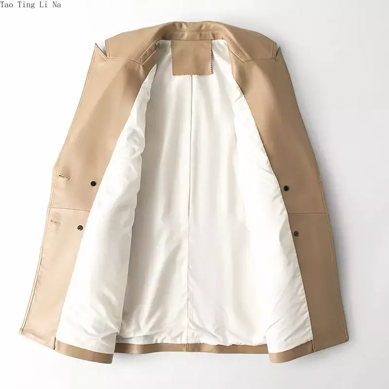 Jaket kulit domba asli wanita, mantel H22 jaket kulit domba asli baru 2023