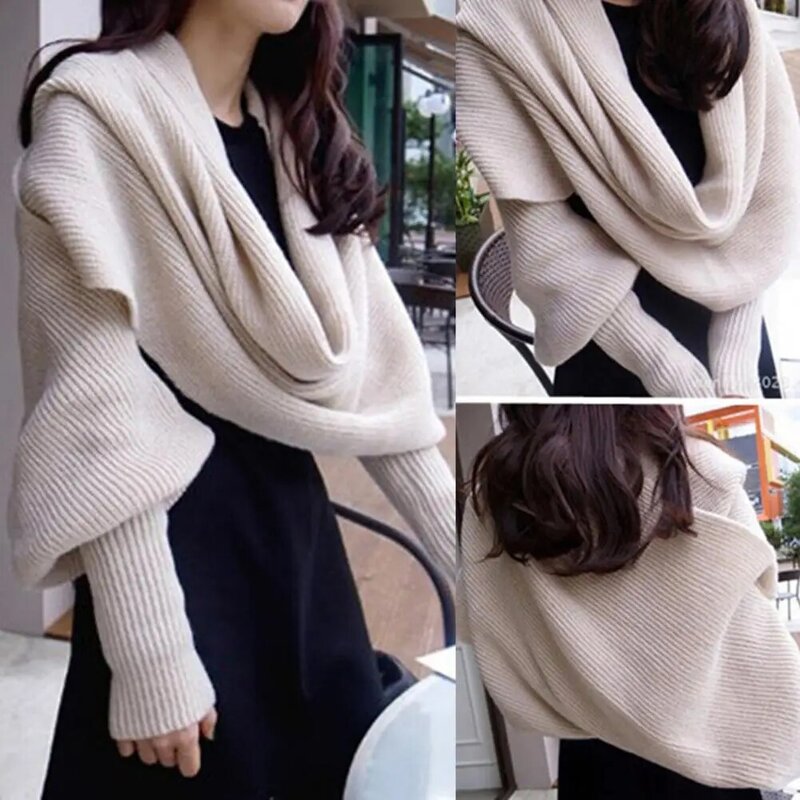 Winter  Fashion Sleeve Wrap Warm Scarf Imitation Cashmere Sweater Scarf Thickened   for Party