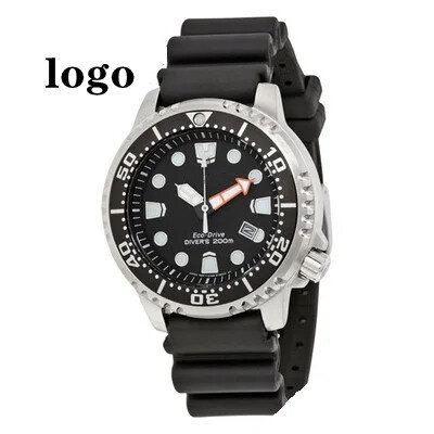 Original Diver Sports relógio dos homens, Silicone relógio luminoso, Eco-Drive Series, mostrador preto, BN0150