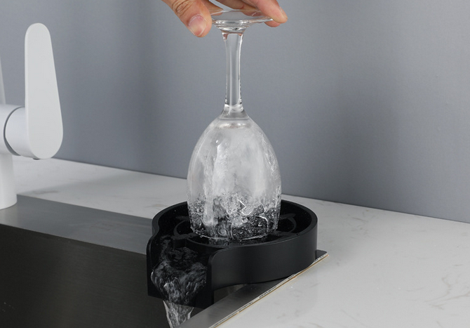 Enjuagador de vidrio para fregadero de cocina, accesorios para fregadero con tubería de agua para Hotel, Bar, café, restaurante, taza de vidrio