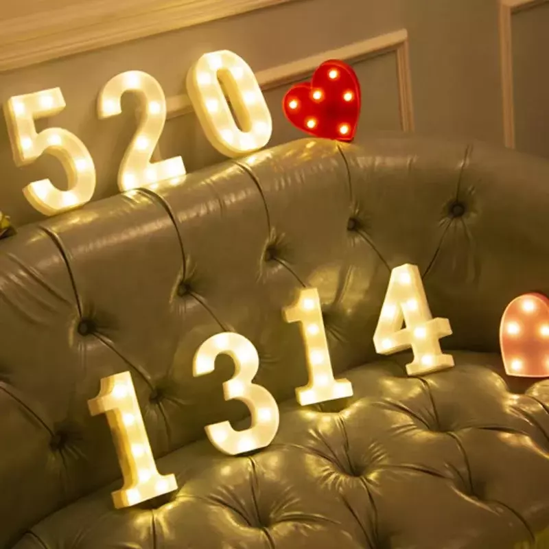 26 lettere bianco LED luce notturna plastica tendone segno lampada da tavolo per la festa di compleanno di nozze camera da letto appeso a parete Decor Drop Ship