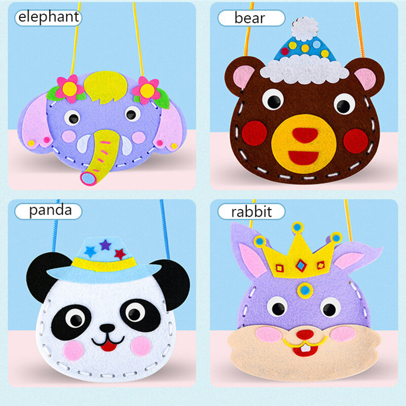 Nicht-woven Kinder Handwerk Spielzeug Cartoon Crossbody-tasche DIY Geschenk, Der Tier Handtasche Kunst Handwerk Montessori Geistigen Spielzeug