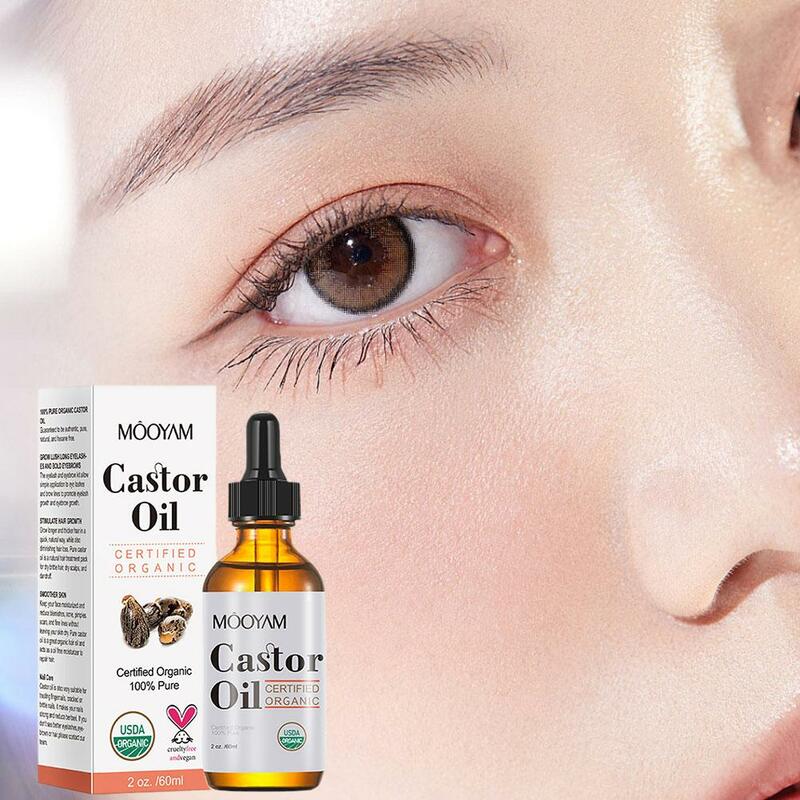 Eyelash Crescimento Soro Castor Oil, Longer Fuller Cílios, Nutritivo Lashes Enhancer, Tratamento Capilar, Sobrancelha Lifting Essenc, W8H3, 60ml
