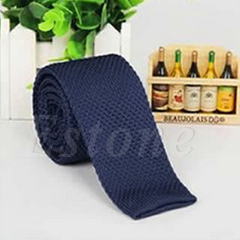 Yiyi masculina sólida casual gravata malha gravata estreita estreita magro tecido