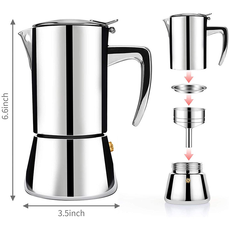 Coffee Maker Accessories Aluminum Espresso Stainless Steel Stovetop Personalized Moka Pot