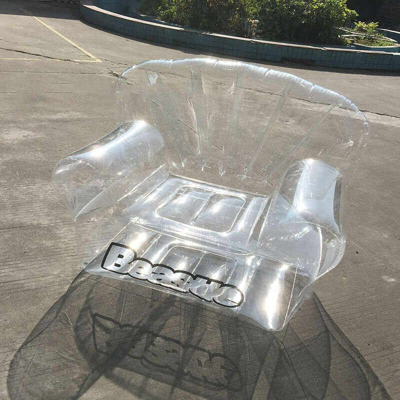 أسِرّة التشمّس بولي كلوريد الفينيل شفافة أريكة قابلة للنفخ صالة المنزل كرسي شرفة في الهواء الطلق الأثاث الشاطئ التخييم مروحة على شكل كسول كرسي