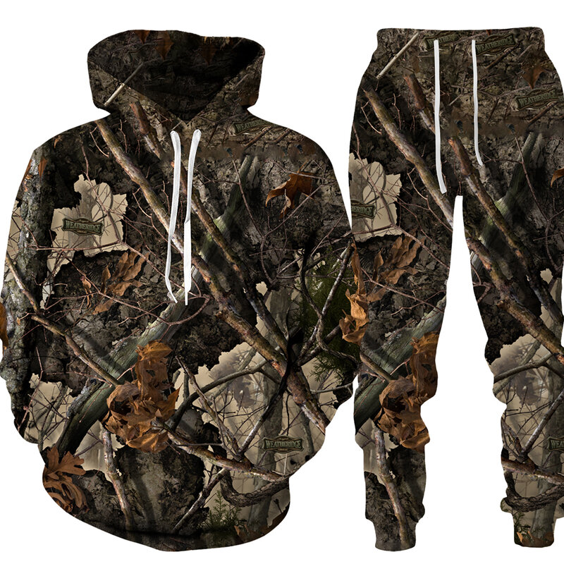 Camouflage Hunting Animal 3D Print Hoodie Sweatshirt Men's Tracksuit 2 Piece Set Sportwear Men Women Unisex Clothing Suit