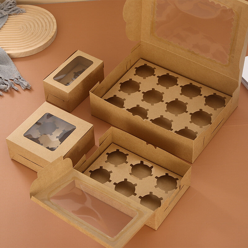 Spersonalizowana wyprzedaż produktów szybko dostarcza 4/6/12 dziurka pudełeczko na babeczkę pustynnego ciasta na opakowanie z papierowym pudełkiem