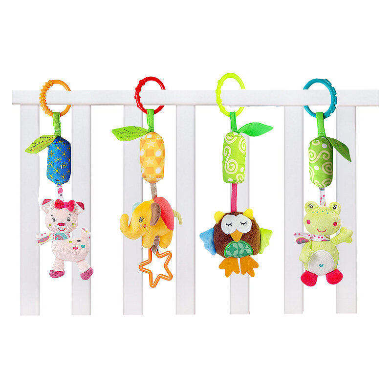 Baby Toy Plush Bed Hanging Pendant Baby Plush Cute Cartoon Animal Wind Chime Stroller Hanging Teether Stroller For Newborn Gifts
