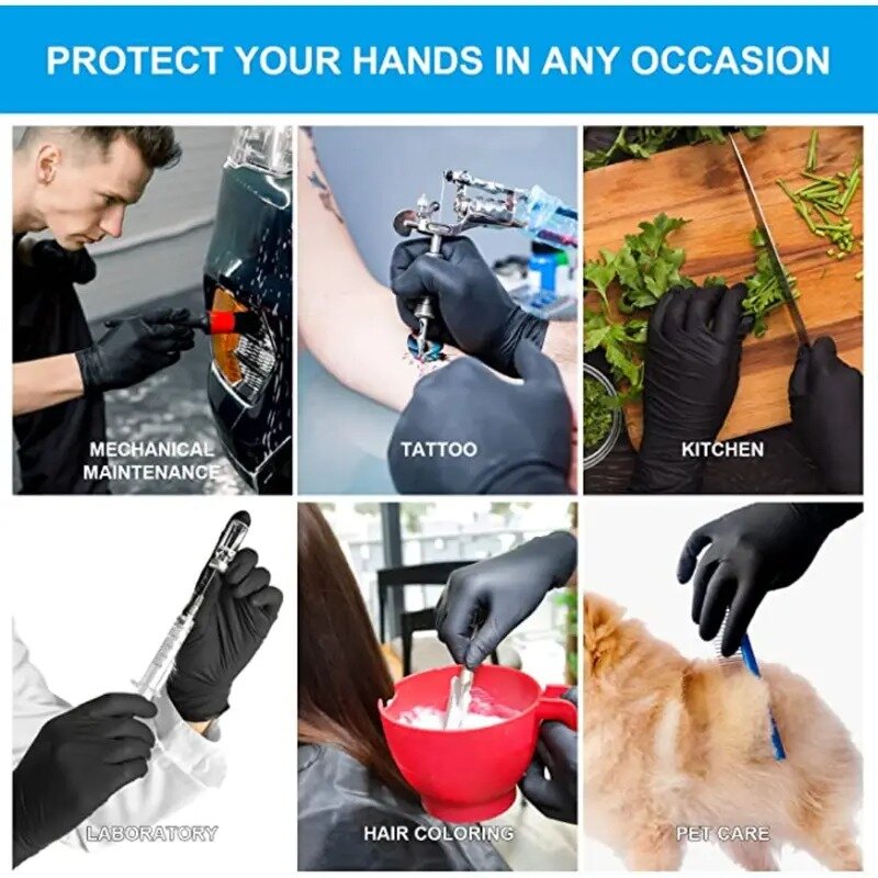 Alta quality20/50/100 unids guantes de nitrilo desechables guantes de cocina de calidad alimentaria guantes de nitrilo gruesos guantes de látex en polvo
