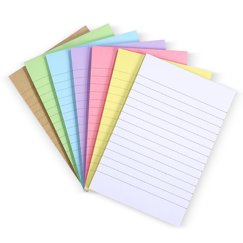 Auto-Stick Cruz listrado Notepads, doces cor papel, Memo Pads