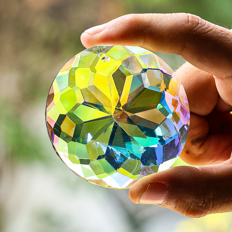 60mm Mandala Suncatcher prismi di cristallo appeso fiore lampadario in vetro sfaccettato lampada a sospensione arcobaleno Catcher Home Garden Decor