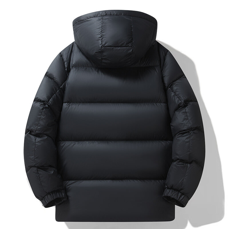 Новая зимняя мужская Повседневная теплая и устойчивая к холоду куртка с капюшоном модное универсальное утепленное Свободное пальто на белом утином пуху 90