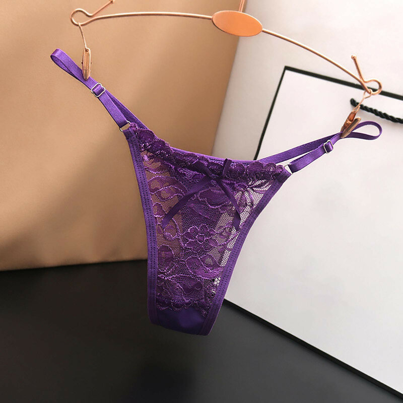 Kanten String Slipje Vrouwen Sexy Perspectief Ondergoed Lage Taille Dunne Strap Thongs Boog Dames Briefs Lingere Comfortabele G-string