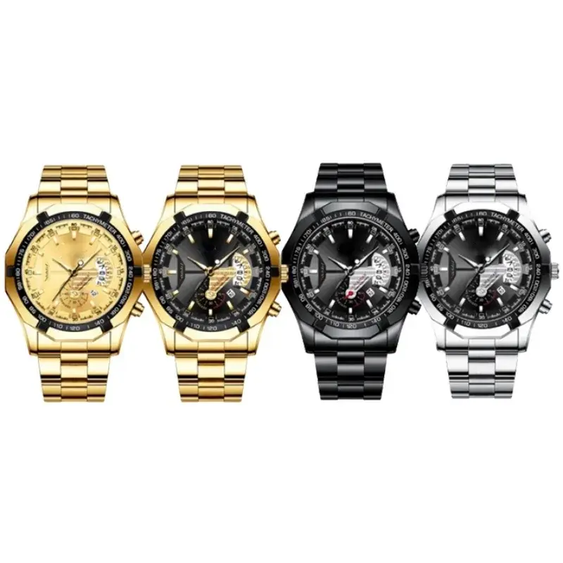 Мужские кварцевые часы Kegllect из нержавеющей стали, роскошный календарь, светящийся срок службы, водонепроницаемые наручные часы