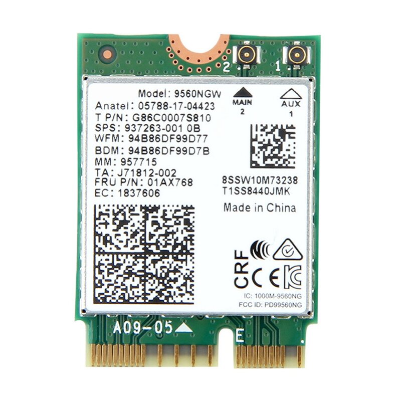 Kartu Wifi, 1730Mbps untuk Dual Band nirkabel AC 9560 Desktop Kit Bluetooth 5.0 802.11Ac M.2 CNVI 9560NGW