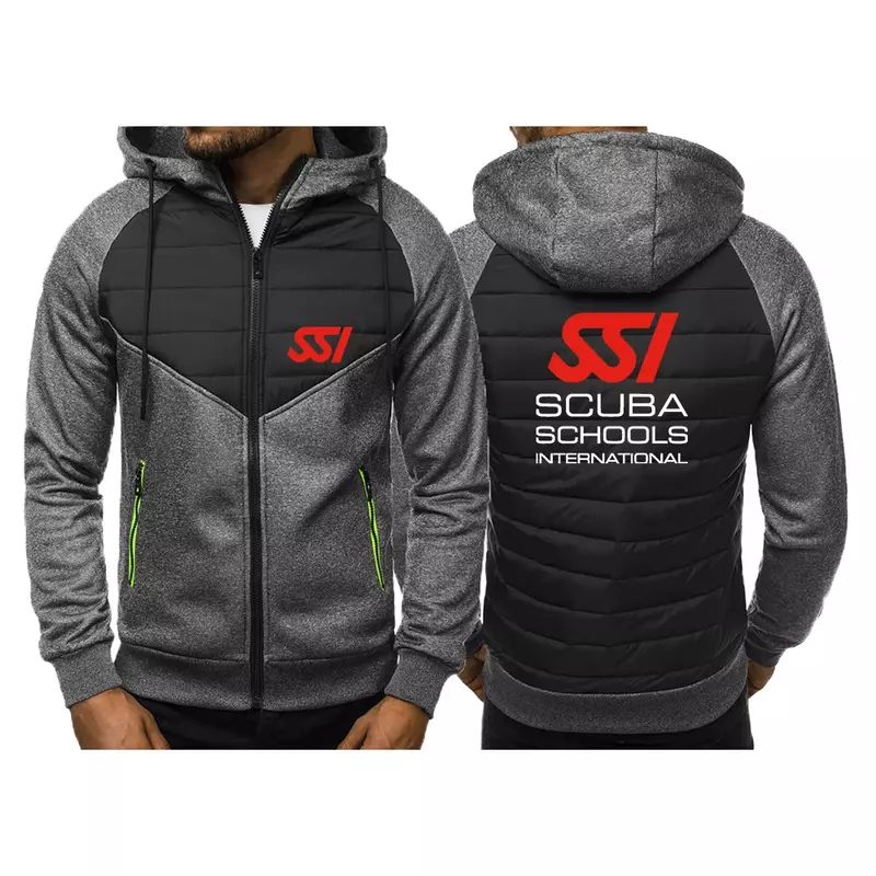 2024 baru Fashion pria Scuba Diving SSI Printing Splicing Tracksuit katun Hoodies nyaman All-Match Sweatshirt mantel