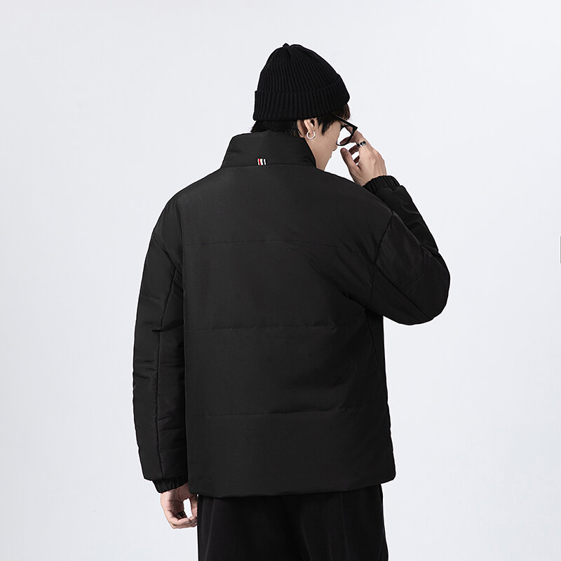 Jesień/zima 2022 koreańskie wydanie Casual slim stójka z nadrukiem gruba odzież robocza męska krótka ocieplana kurtka z bawełny wyściełana kurtka