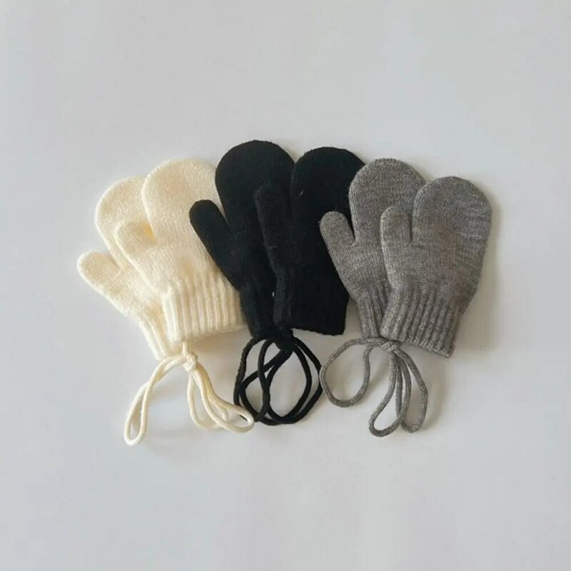 Однотонные Детские Зимние теплые перчатки, утолщенные кашемировые детские варежки, защита от холода, ветрозащитные детские шеи, раньше