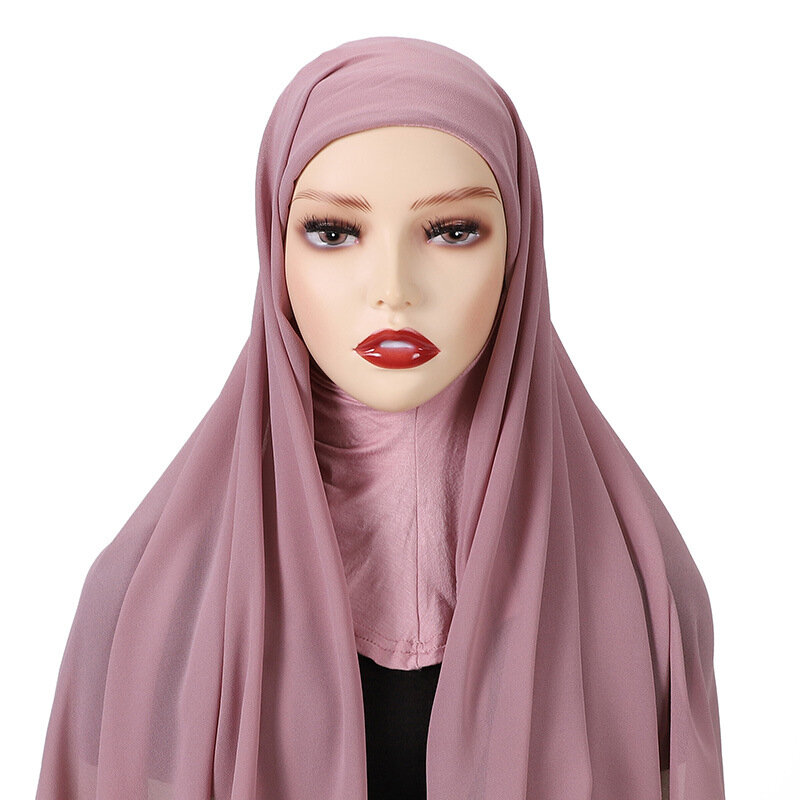لحظة الشيفون الحجاب مسلم الداخلية عقال النساء قبعة بونيه طويل شال مع جيرسي غطاء الرقبة غطاء الرأس