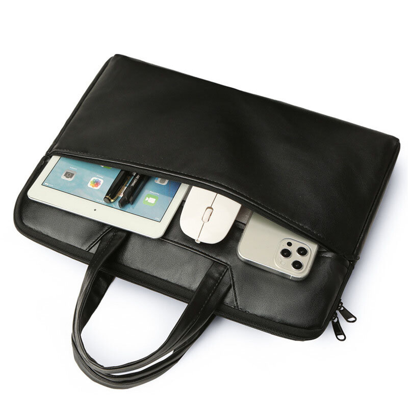 Briefcase Pu Leather Men Handbag Shoulder Bag Laptop Office Bag Business Crossbody Black Documents Portfolio Bag Designer