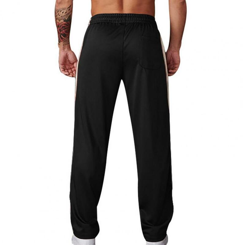 Pantalones deportivos de cintura elástica para hombre, pantalones deportivos de ajuste suelto con cintura elástica, detalle de rayas laterales para entrenamiento en el gimnasio, trotar, suave