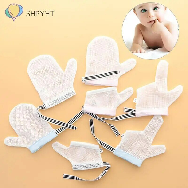 Luvas de proteção para as mãos para bebês, luvas de dedos e unhas para crianças, conjunto inofensivo para bebês, evita mordedura, 1 par