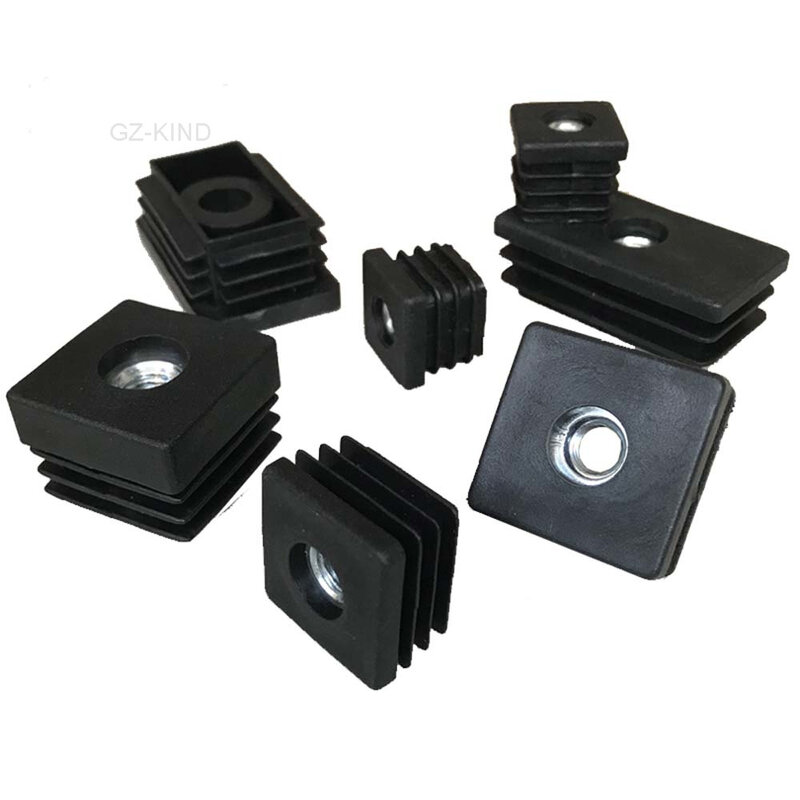 2/4/8 Stuk Vierkante Zwart Plastic Caps Buis Caps Buis Inserts Met M8 Metalen Draad
