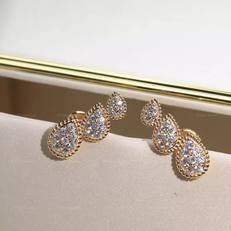 Boucles d'oreilles en forme de gouttelette en argent regardé S925 pour femmes, design bohème, trois bijoux élégants, marque de mode, luxe