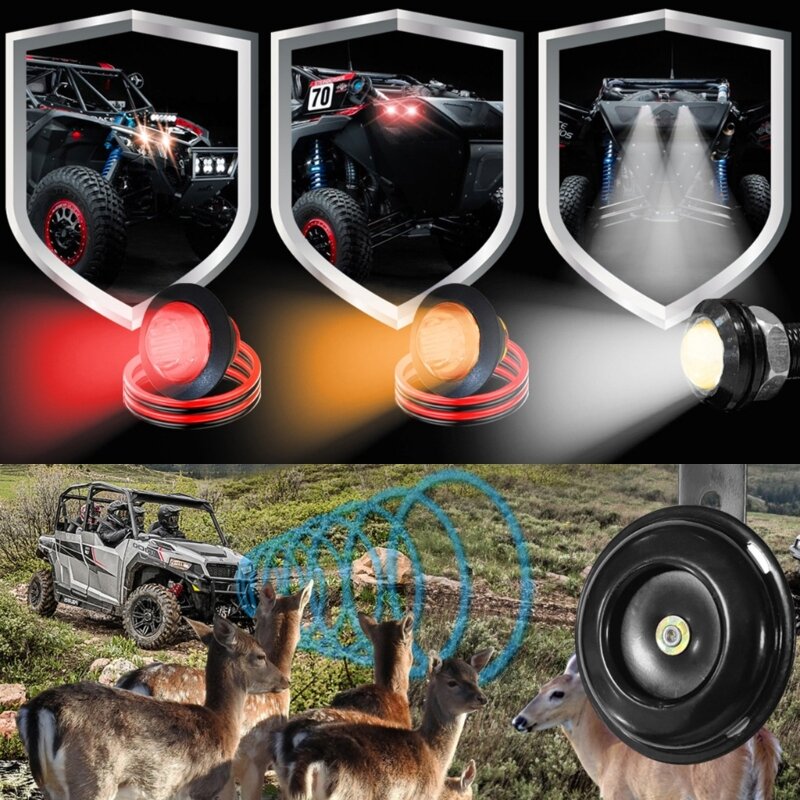 Kit sinyal belok Universal, dengan klakson lampu berbahaya Flasher RelayFuse kawat cocok untuk UTV ATV Golf SXS tahan air