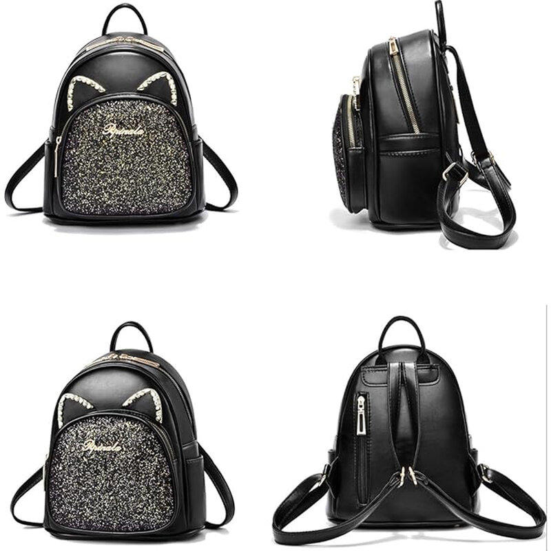 SCOFY-Mini mochila de gato de moda para mujer, monedero para mujer, monederos pequeños de ocio, mochila de viaje de cuero PU