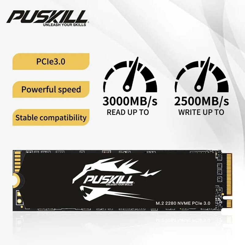 PUSKILL SSD M.2 NVMe 1TB 512GB 256GB 128GB PCIe M2 2280 Disco Duro Disco Interno de Estado Sólido para Ordenador Portátil