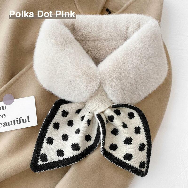 Knitted Faux Rabbit Fur Shawl Cross Scarf Collar Winter Collars and Scarves Neck Cover Women Luxury Neck Warmer Scarf Collar