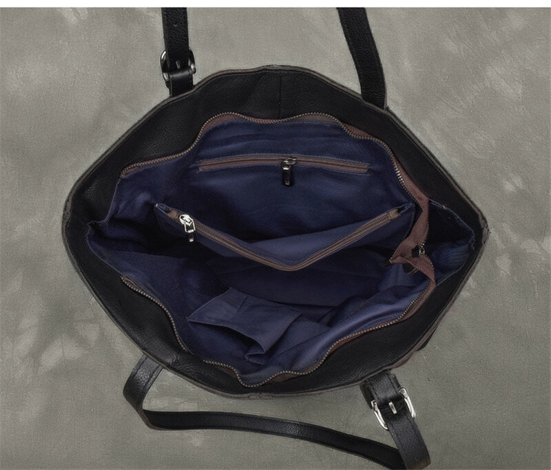 Simple large-capacity natural real cowhide men's shoulder bag outdoor travel soft genuine leather handbag work big tote bag