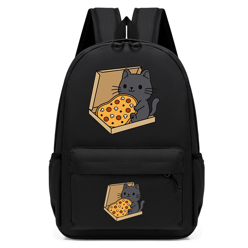 Children's School Bag Cartoon Pizza Cat Backpacks for Teenager Cute Kindergarten Schoolbag Anime Book Bag Boys Girls Animal Bag