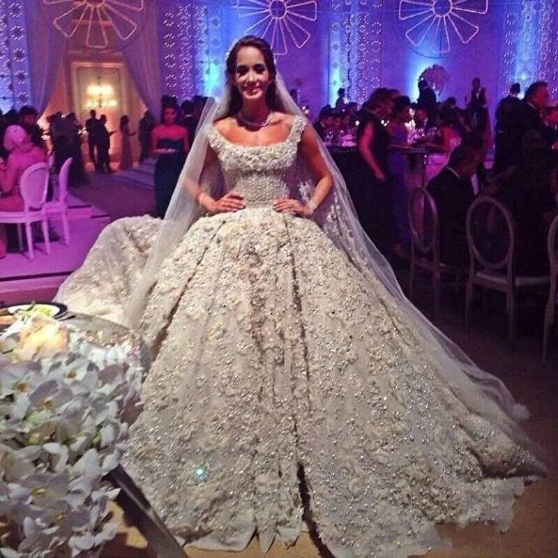Luxuoso vestido de casamento vestido de baile saia árabe aso ebi sereia luxuoso sparkly vestido de casamento rendas vestidos de noiva 2023