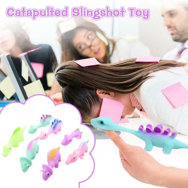 5Pcs Slingshot Dinosaur Finger Catapult Adult Kids Toys Funny Shoting Flying Sticky Games Party Favors Antistress Dinosaur Toy