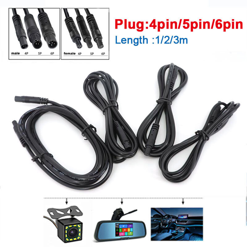 Удлинительные кабели 1 м, 2 м, 3 м, 4, 5, 6 ядер, штырьковый и гнездовой штырьковый шнур для автомобильного грузовика, видеорегистратора, кабеля-коннекторы для HD-монитора, провода камеры заднего вида e1