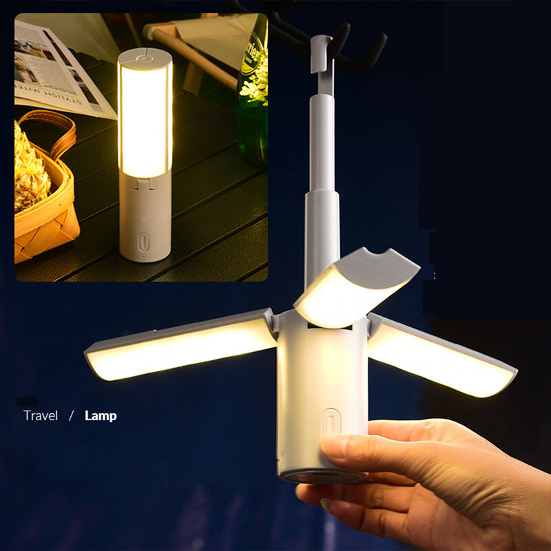 Lampe de tente aste portable avec luminosité réglable, fournitures de camping, nouveau