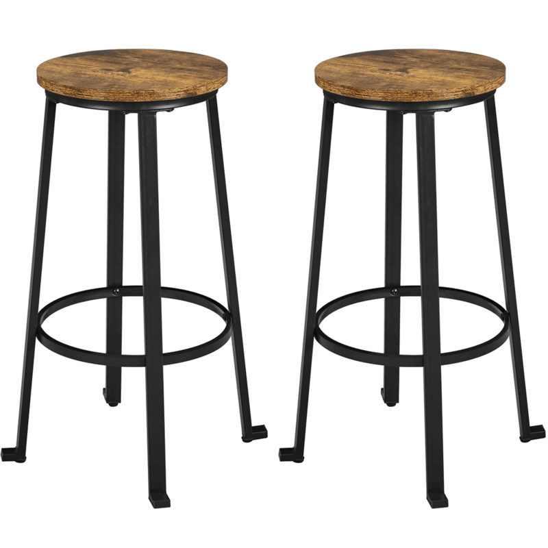 Sgabelli da Bar senza schienale con struttura in metallo da 29.5 "per cucina/Bar, 2 pezzi, marrone rustico