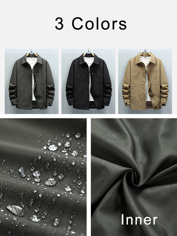 남성용 셔츠 칼라 재킷 싱글 브레스트 방수 캐주얼 윈드 브레이커 코트 플러스 사이즈 8XL, 신제품, 2023