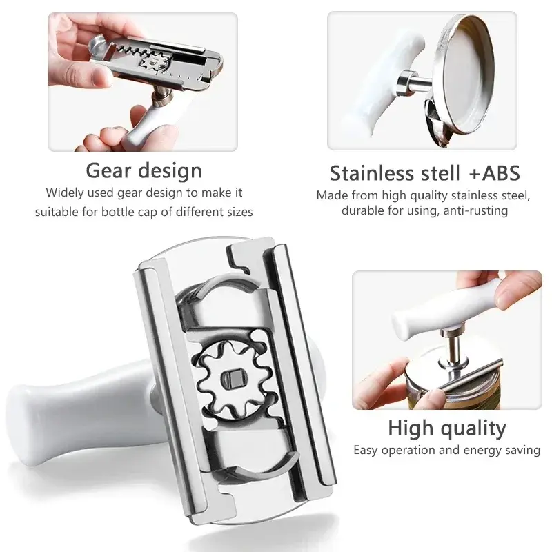 Can Opener Adjustable Stainless Steel Non-Slip Multifunction Manual Jar Bottle Bottle Lid Opener Gadget Home Gadgets Accessories
