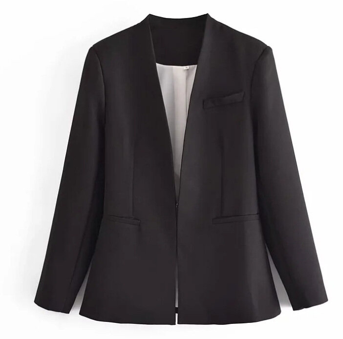 Jacktet feminino entalhado Blazer Office Suit Pantsuit sólido manga longa terno