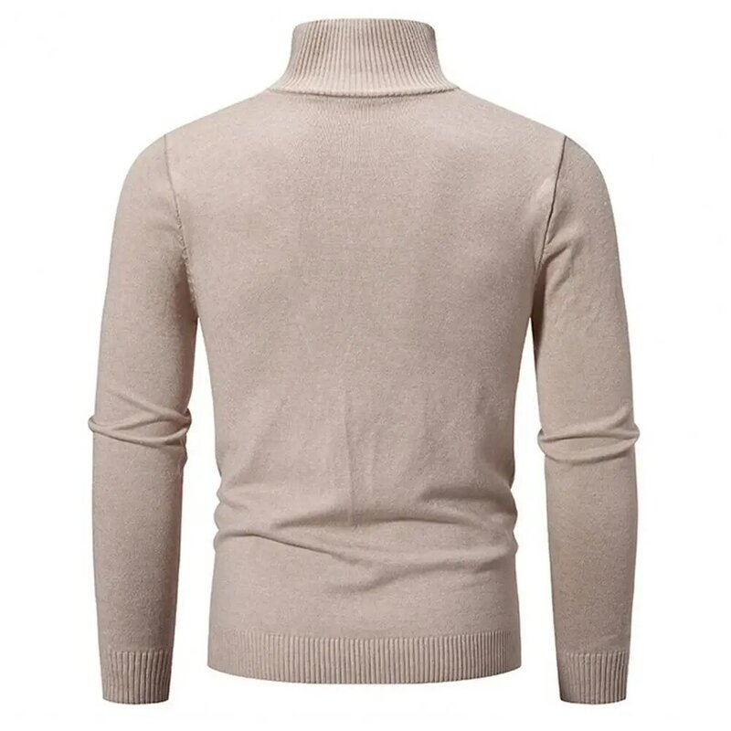 Suéter de gola alta com zíper masculino, ajuste fino, quente, elástico, elegante, meio, outono, inverno