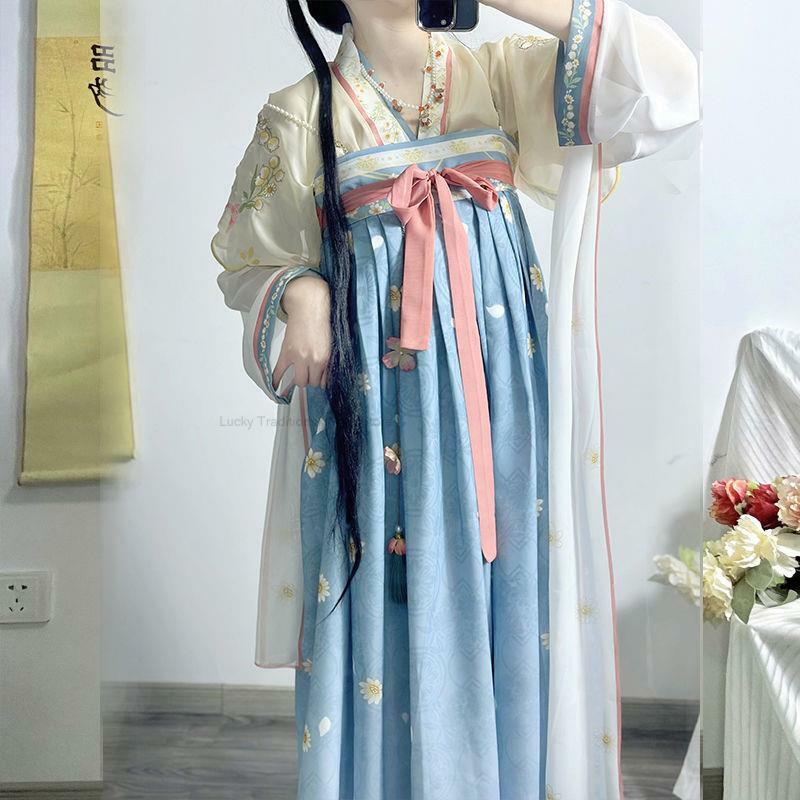 Spring New Chinese Style Traditional Hanfu Women Ancient Women Elegant Vintage Clothing Oriental Style Cosplay Hanfu Dress Set