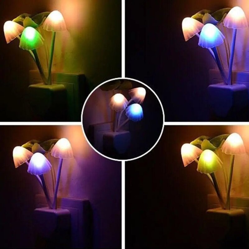 Novelty Lotus Leaf Mushroom Light Control Induction Baby LED Wall Colorful Lamp Decor Accessories Night Bedroom Bedside Cre M1B2