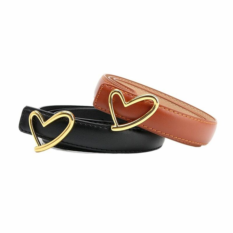 Quality Unique Hollow Alloy Dress For Girl Gold Buckle PU For Woman Leather Belt Waist Accessories Love Heart Belt Waist Belt