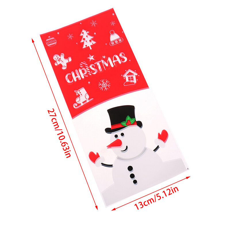 Bolsa de plástico para decoración de árbol de Navidad, bolsa de regalo de Feliz Navidad, copos de nieve, elfo, Papá Noel, recuerdo de Año Nuevo, 27x13cm, 50 Uds.