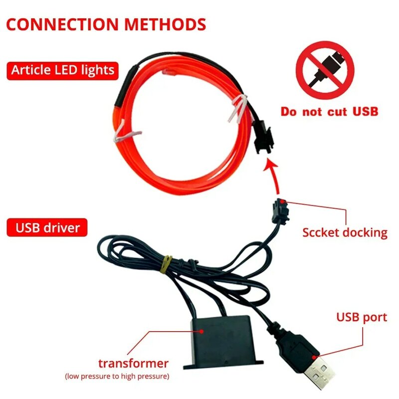 Bán 1M/2M/3M/5M Xe Chiếu Sáng Nội Thất Dây Đèn LED Trang Trí Vòng Hoa dây Dây Chuyền Ống Linh Hoạt Đèn Neon Với Ổ Đĩa USB